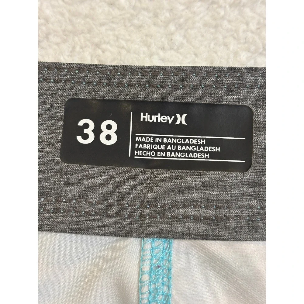 Hurley Mens Teal White Tie Dye Board Shorts Swim Trunks Size 38 Surf‎ Beachwear
